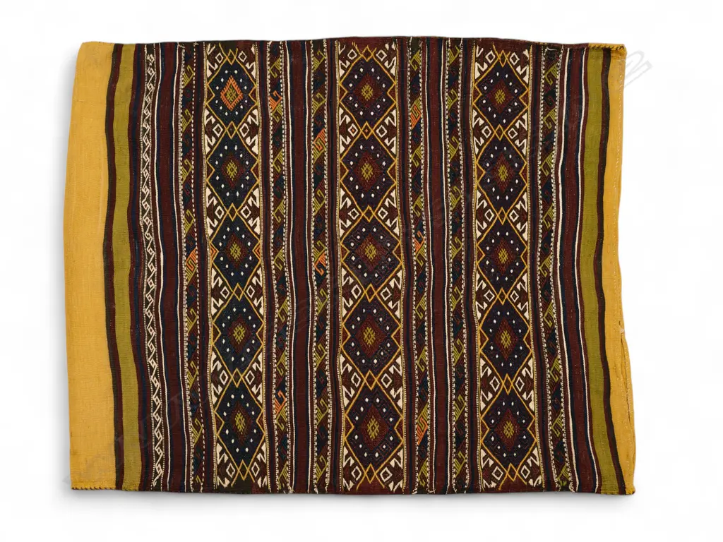 wool flat weave brocaded bag, Image 1++